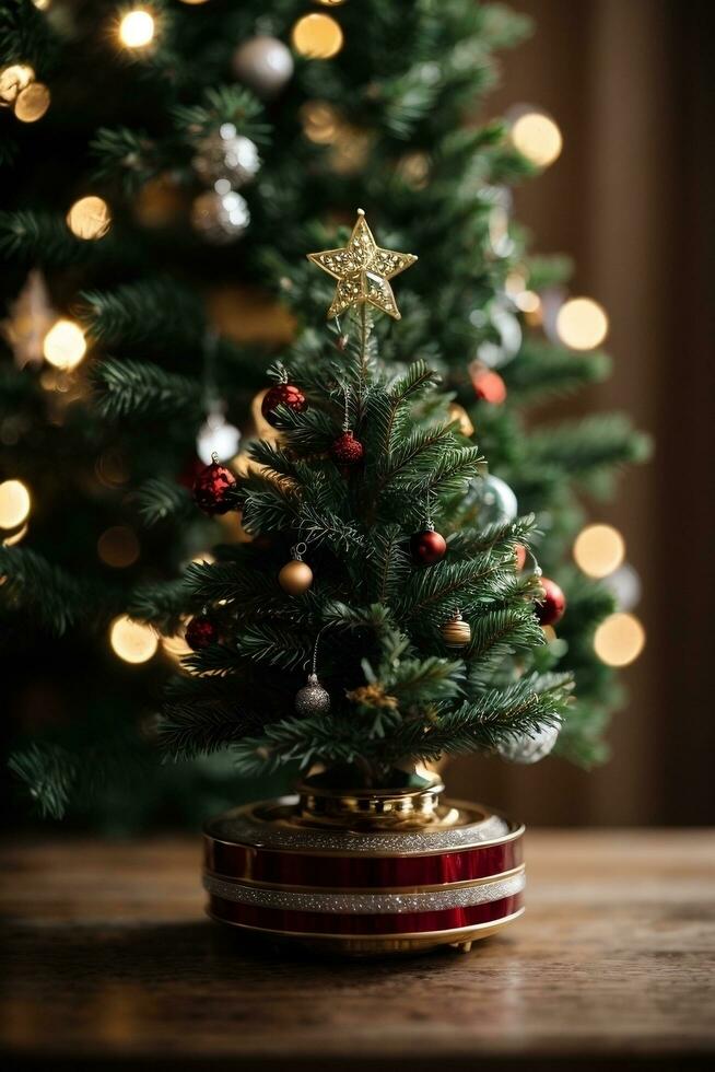 miniature Christmas tree AI Generative photo