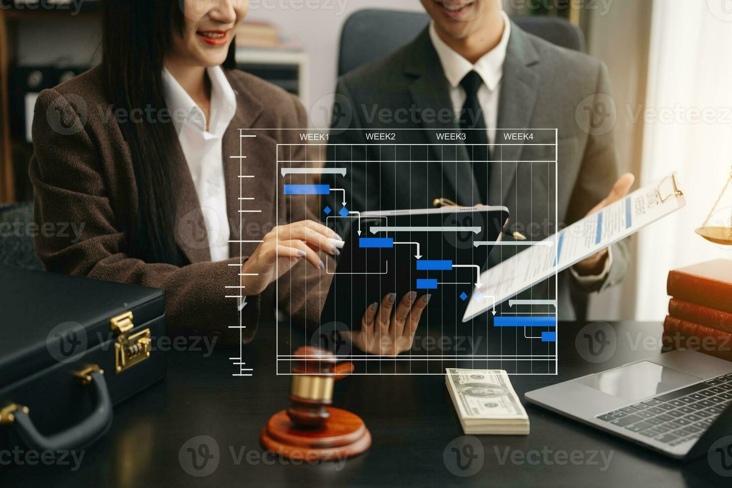 Business and Male lawyer or judge consult having team meeting with client, Law and Legal services concept.Customer service good cooperation in office photo