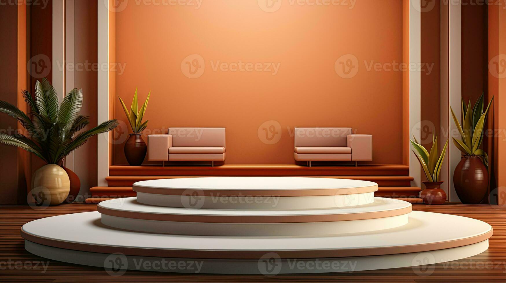 podium background in Ramadan holiday minimalism style . oriental arabic design with shades of pastel colors. ai generative photo