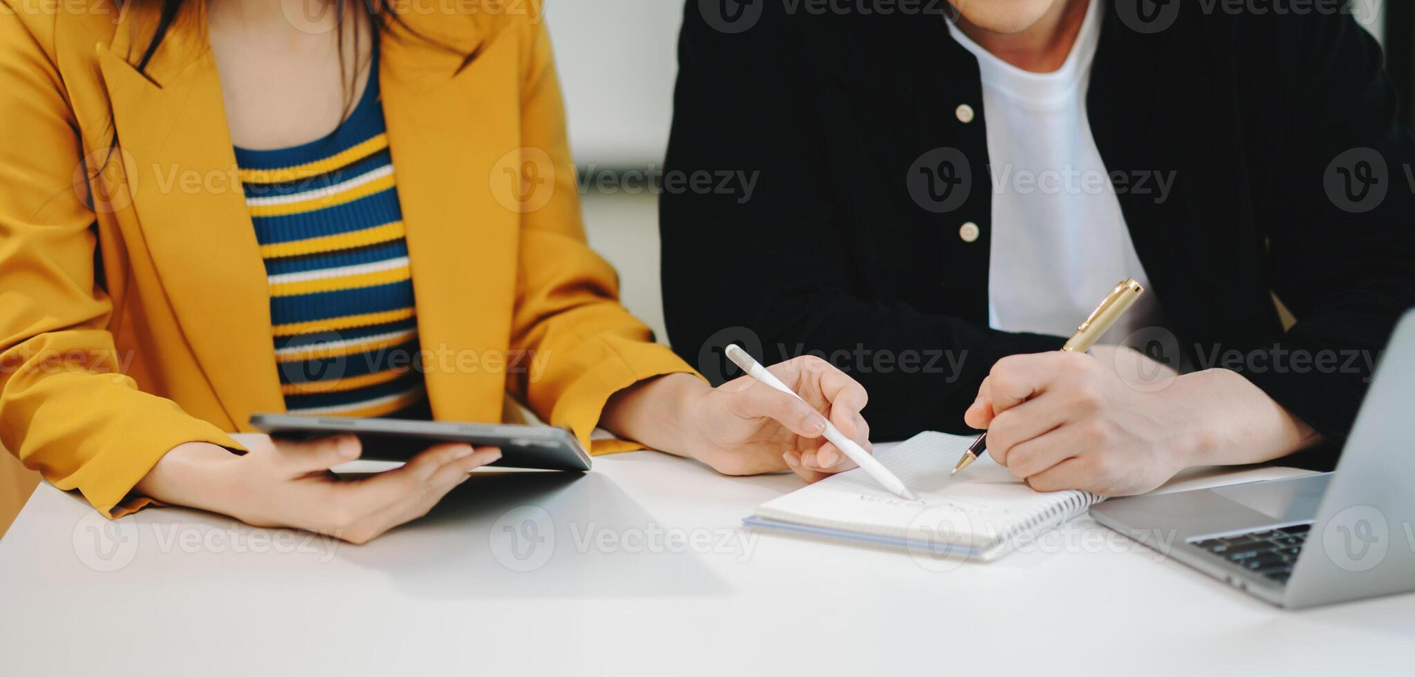 Business team meeting. professional investor working new start up project. Finance task. with smart phone and laptop and digital tablet computer photo