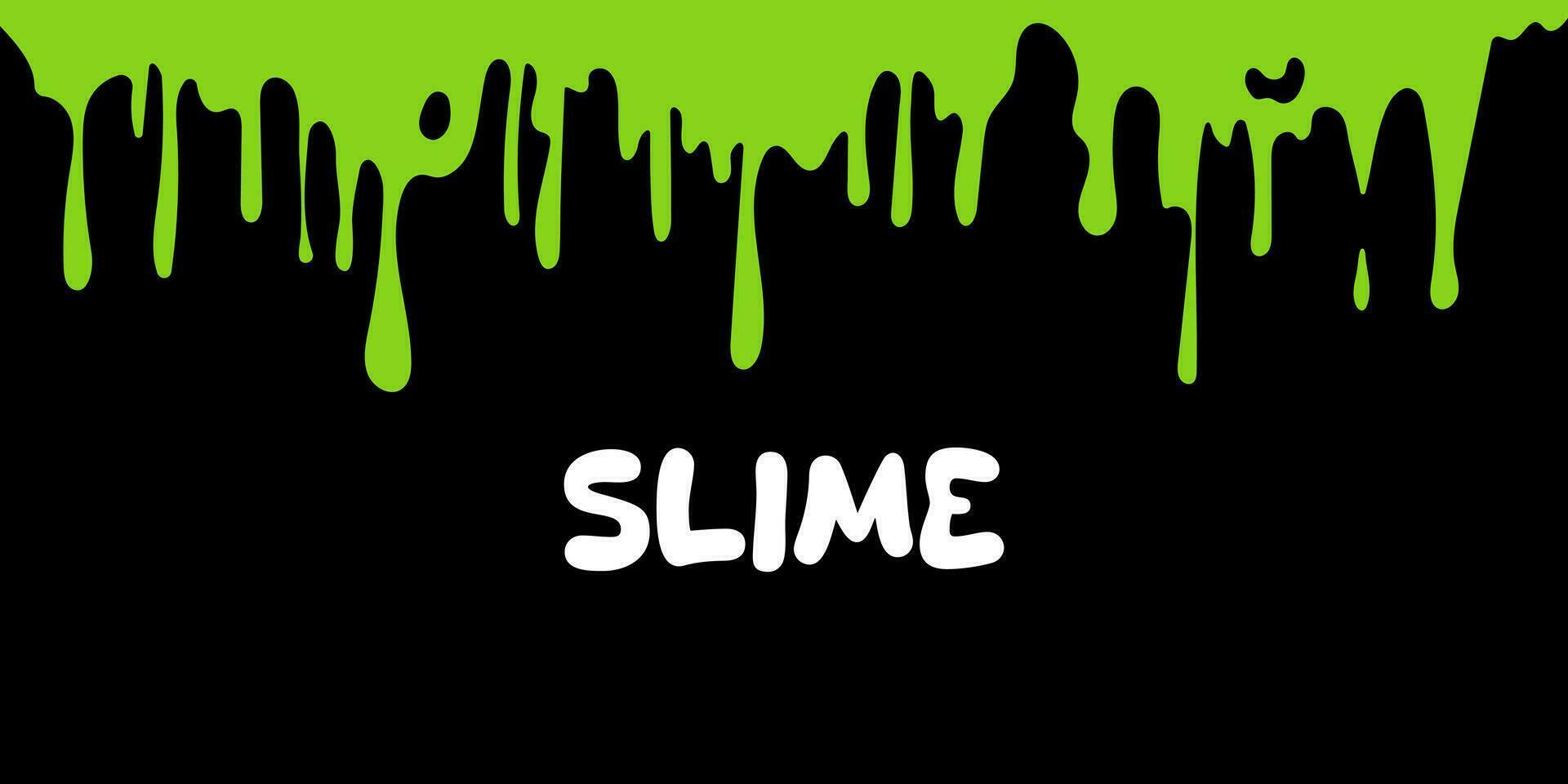 Flowing green sticky liquid. Background of dribble slime. Halloween illustration on black background.Vector isolated illustration. vector