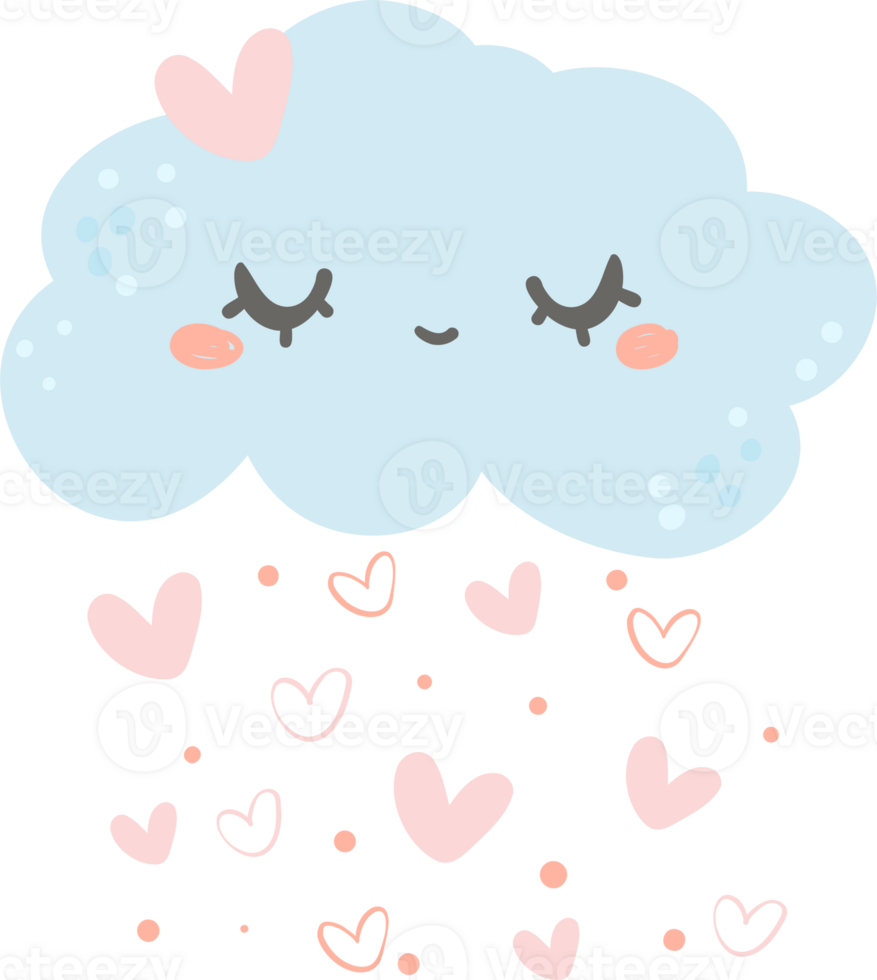 Cute cloud and heart, kawaii nusery sky png