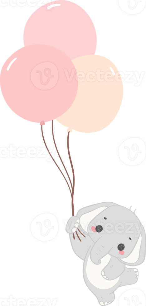Baby shower elephant, cute elephant with balloons png