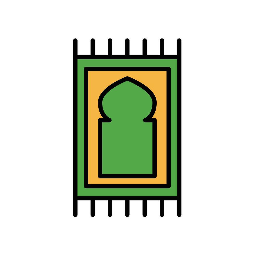 Pray carpet, islamic rug, arabic carpet for muslim prayer. Ramadan karem, eid al-fitr mubarak sign. Prayer mat, sajadah, carpet madan icon. Vector illustration. Design on white background. EPS 10