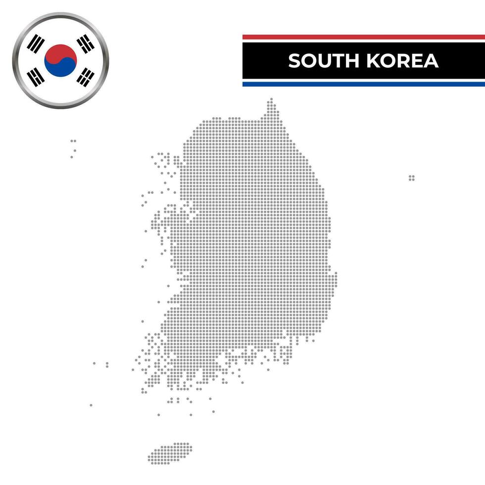 Dotted map of South Korea with circular flag vector