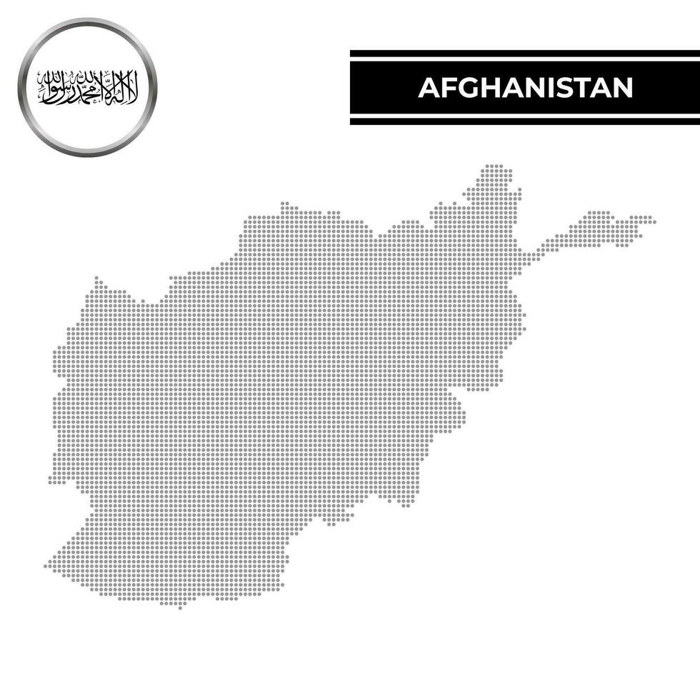 Dotted map of Afghanistan with circular flag vector