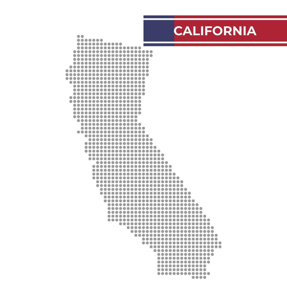 Dotted map of California state vector