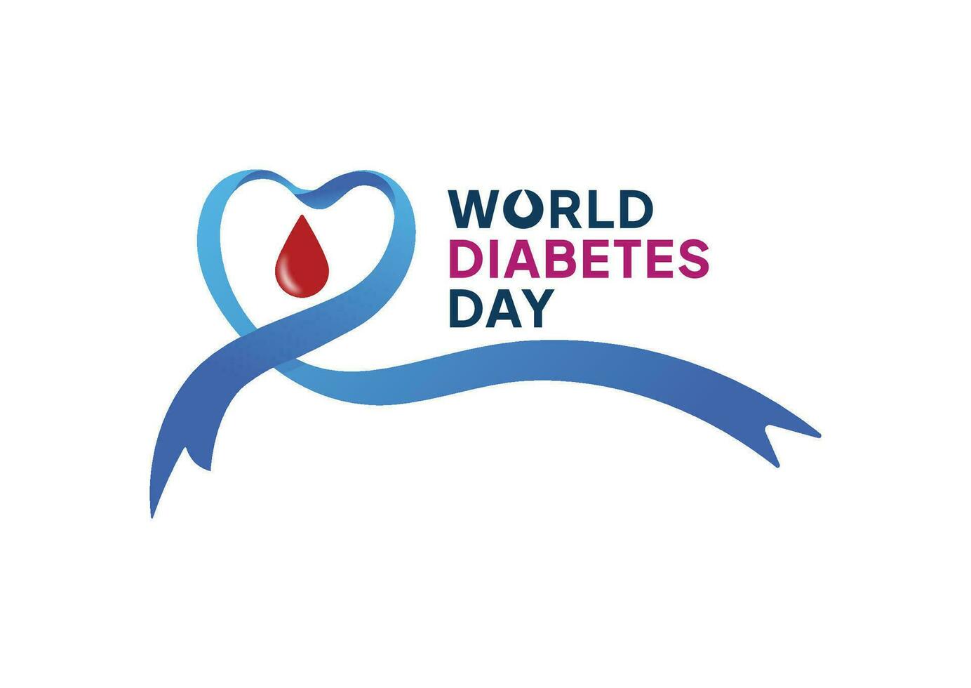 World diabetes day vector concept background illustration with heart shaped ribbon