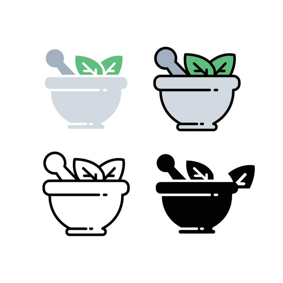 herbario cuenco con hoja plantas para tradicional medicina o alternativa médico. mortero, mano de mortero para herbario medicina concepto. herbario droga, farmacia icono.vector ilustración.diseño en blanco antecedentes. vector