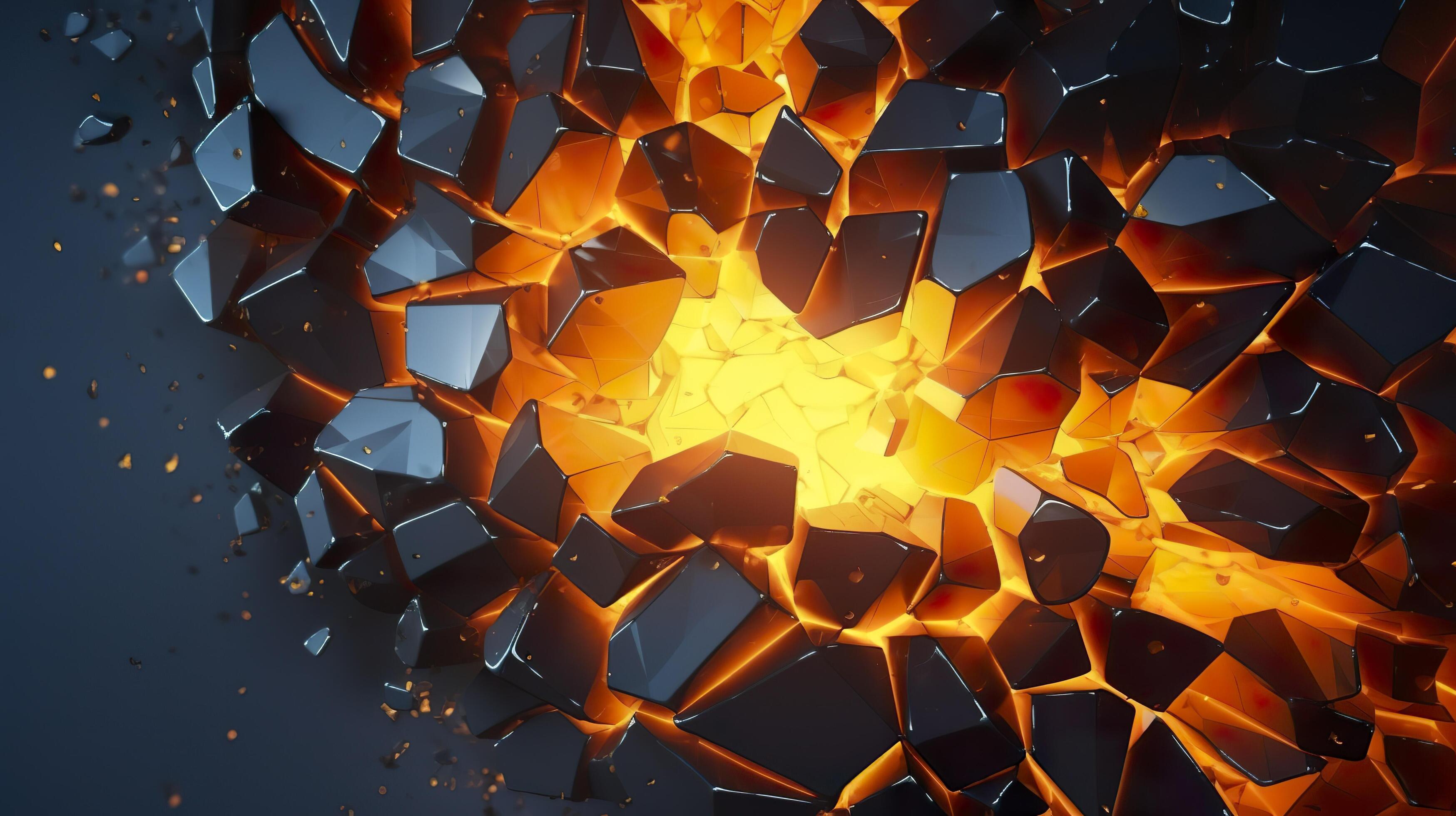 Abstract geometric background. Explosion power design with the crushing