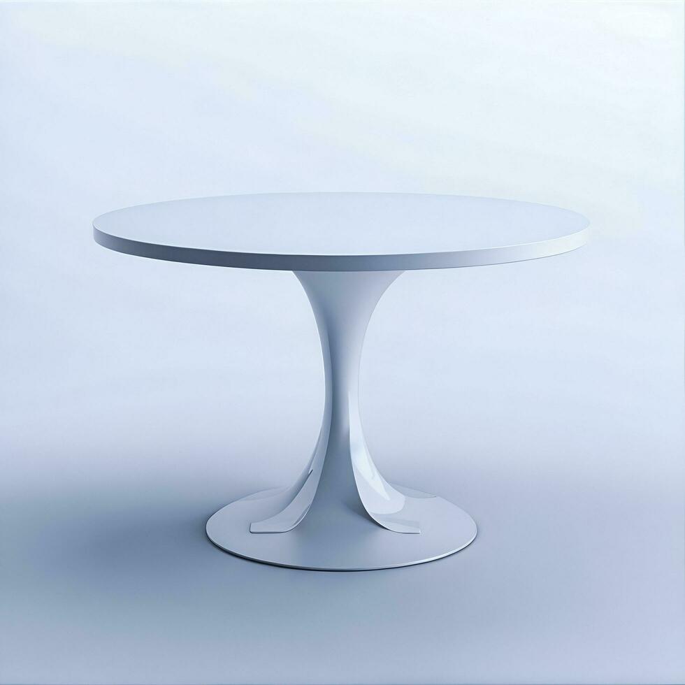 Simple White Rounded Table On A White Background Generative Ai photo