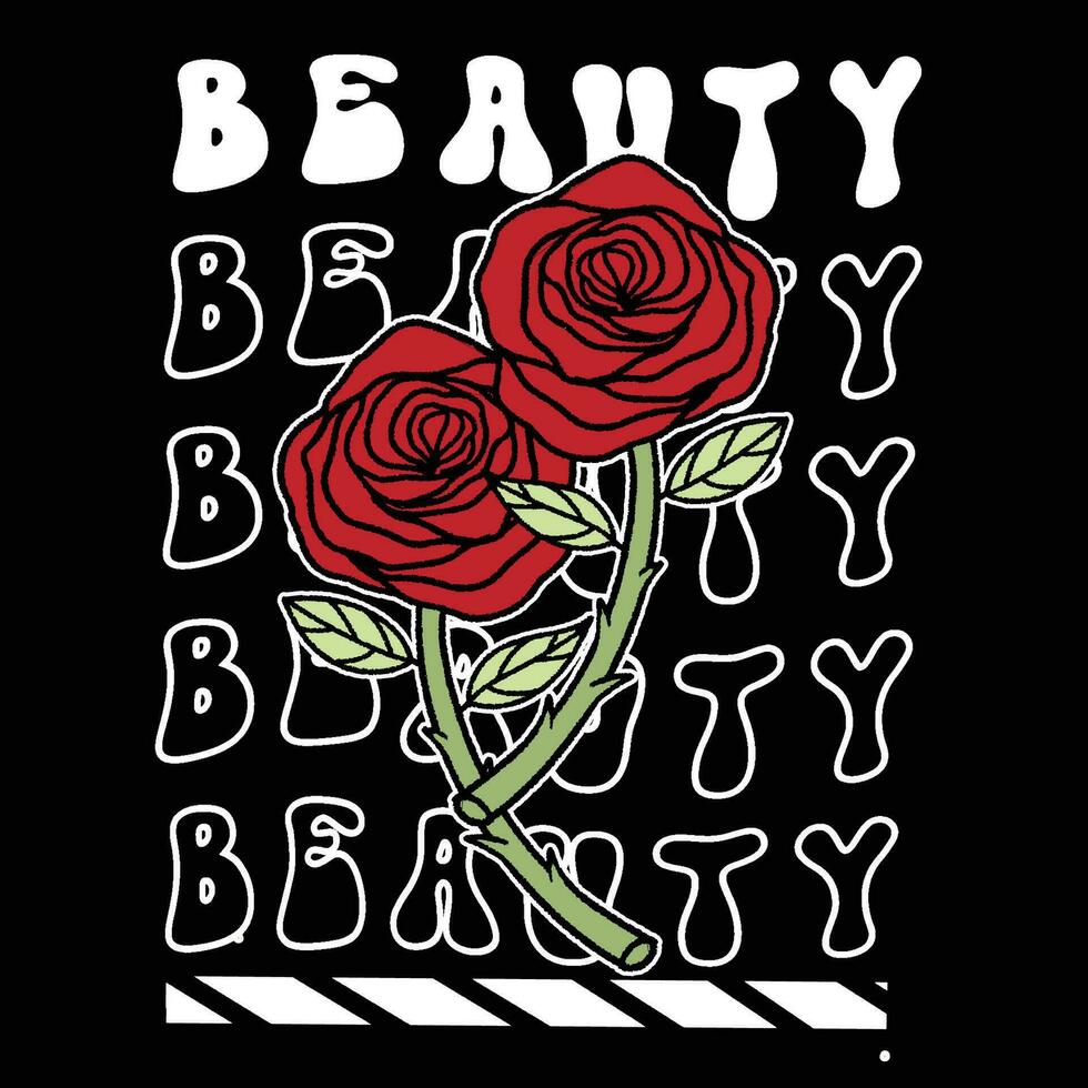 Graffiti rose flower street wear illustration with slogan beauty vector
