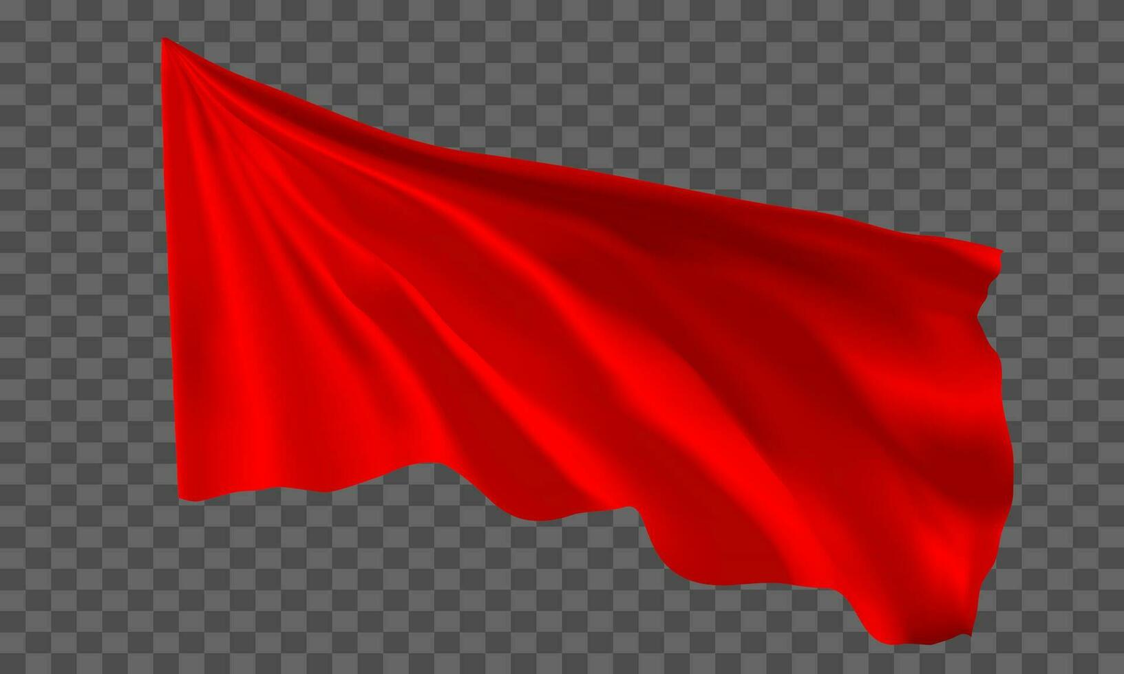 Realistic red flag flying on grey checkered background vector
