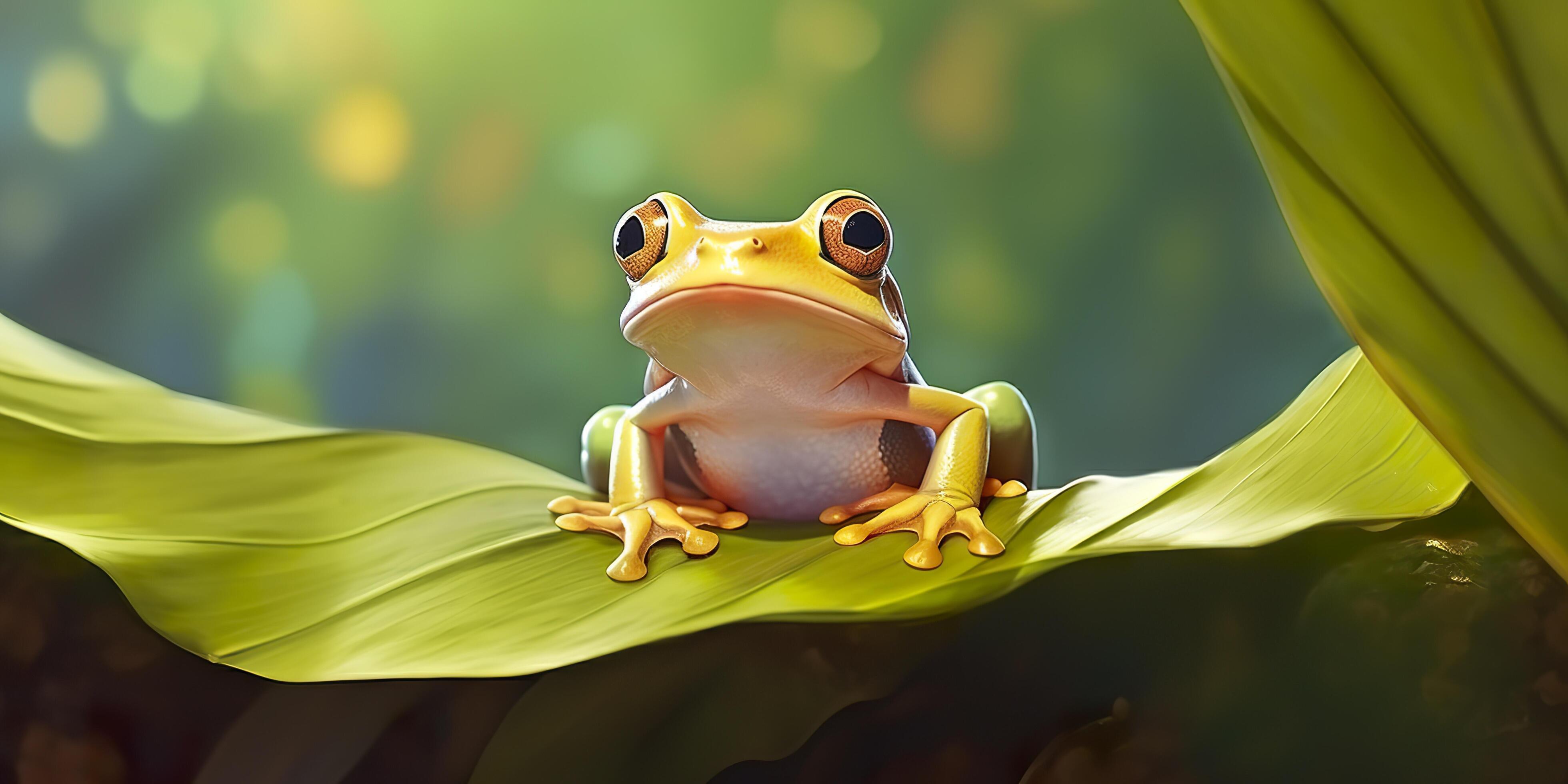 Dumpy Frog On Leaves, Frog, Amphibian, Reptile. Generative AI 29606432