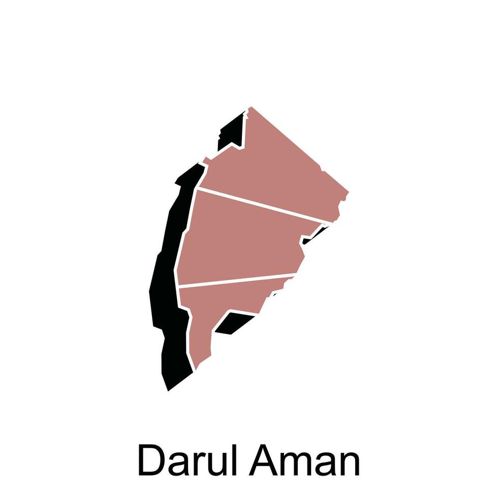 Map of Darul Aman City. vector map Province of Aceh design template with outline graphic sketch style isolated on white background