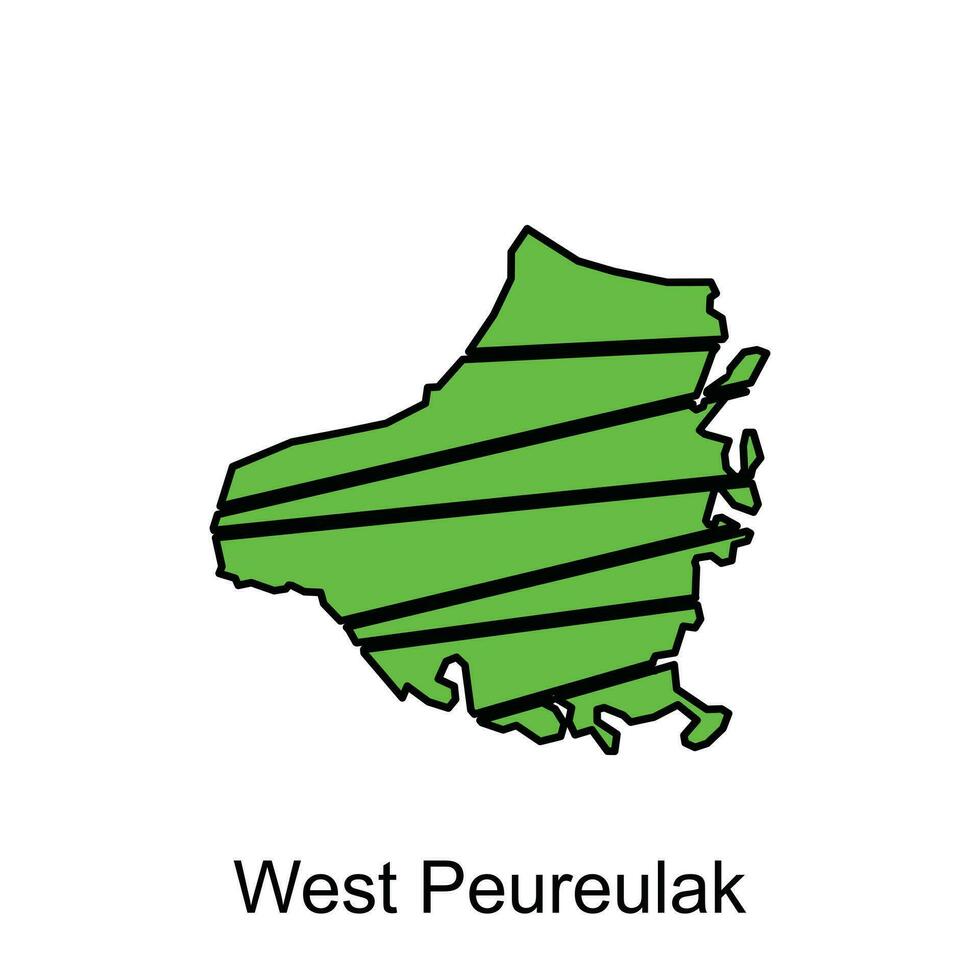 Map of West Peureulak City. vector map Province of Aceh design template with outline graphic sketch style isolated on white background