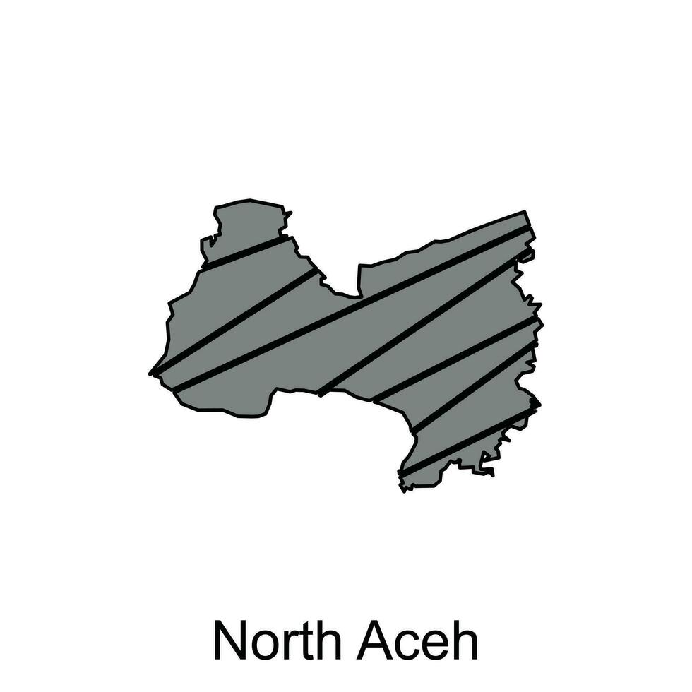 mapa ciudad de norte aceh ilustración diseño, mundo mapa internacional vector modelo con contorno gráfico bosquejo estilo aislado en blanco antecedentes