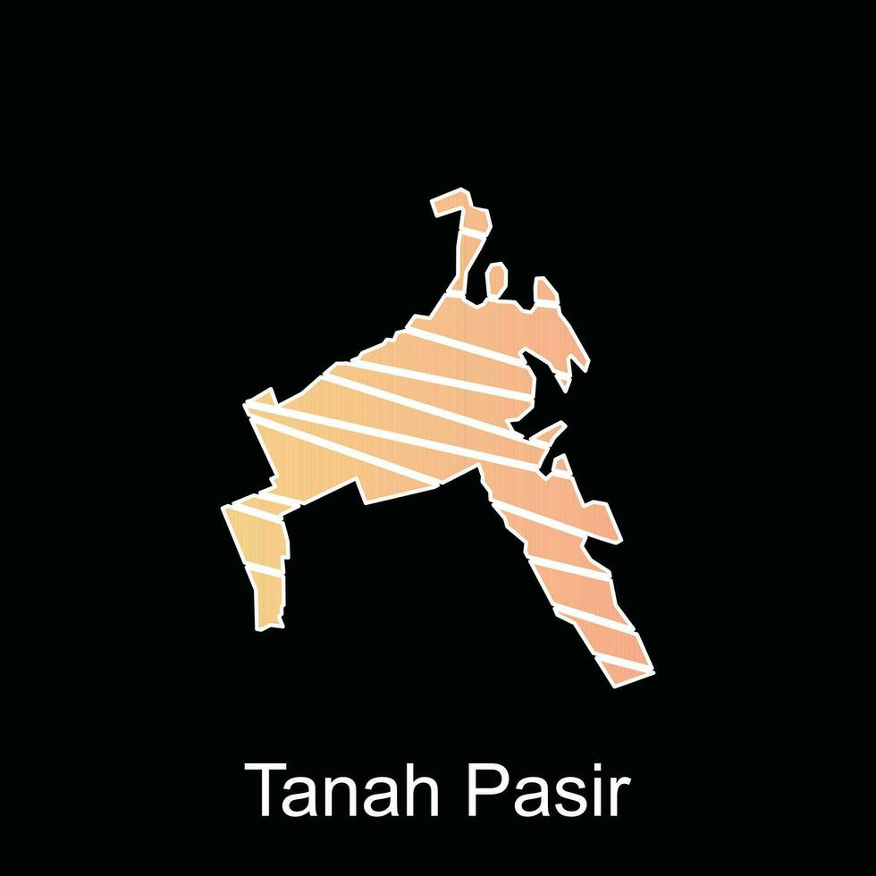 Map of Tanah Pasir City. vector map Province of Aceh design template with outline graphic sketch style isolated on white background