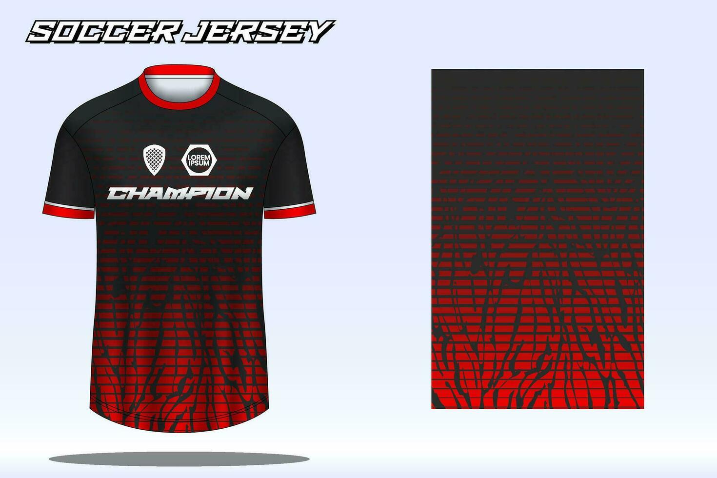 Soccer jersey mockup for football club. Vector sublimation sports apparel design. Uniform front view templates football jersey.
