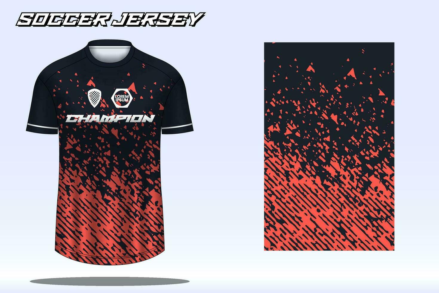 Soccer jersey mockup for football club. Vector sublimation sports apparel design. Uniform front view templates football jersey.