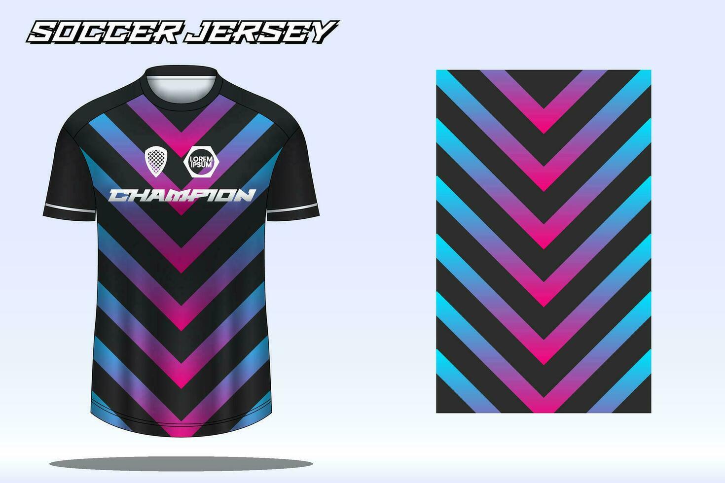 Soccer jersey mockup for football club. Vector sublimation sports apparel design. Uniform front view templates football jersey.