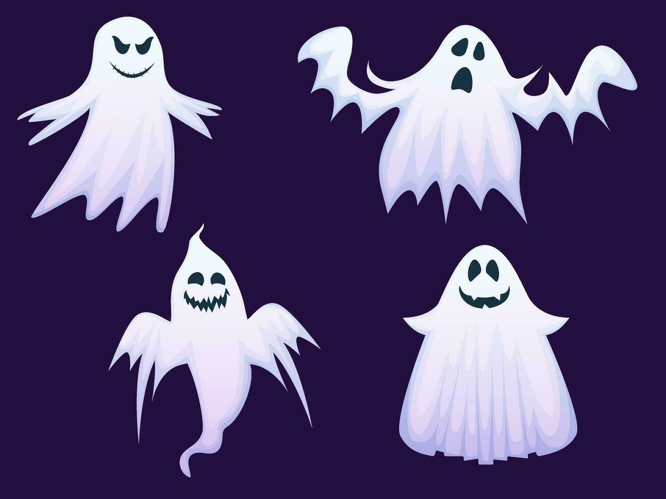 Creepy ghosts collection,  halloween decoration elements vector