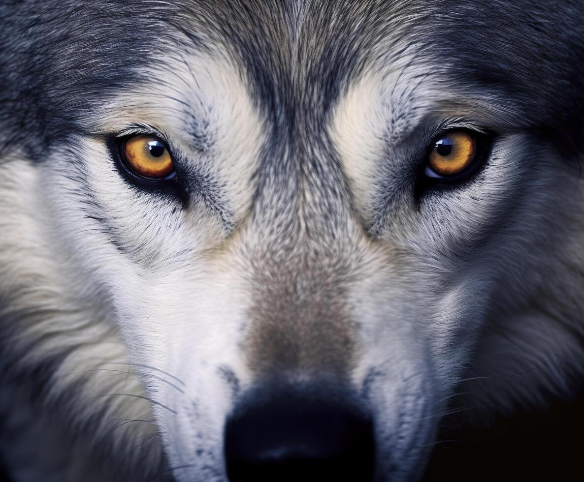 beautiful eyes of a wild wolf. Generative AI photo