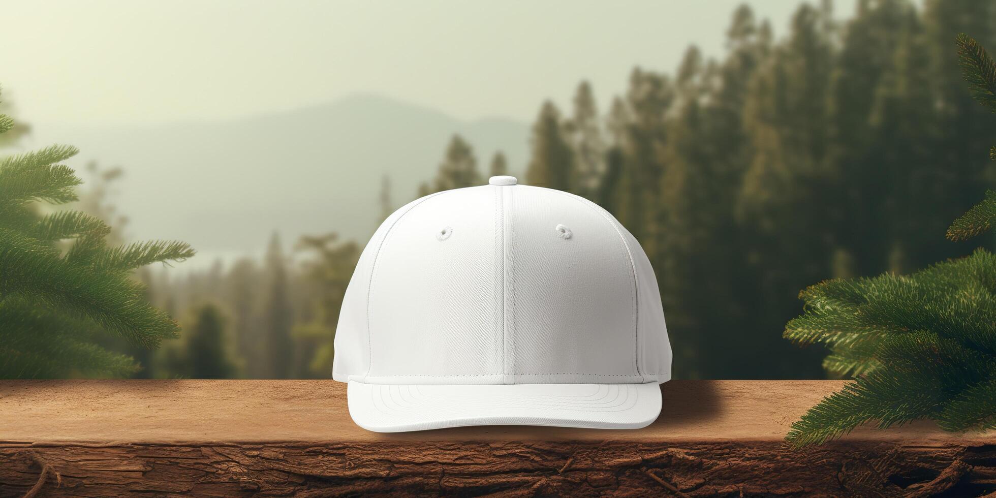 blanco gorra Bosquejo en un natural antecedentes. generativo ai foto