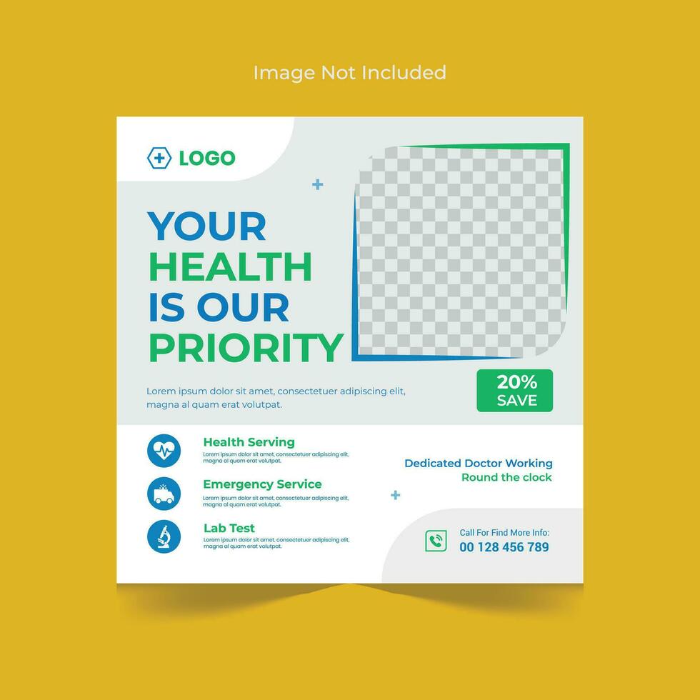 Corporate medical healthcare social media post design template vector