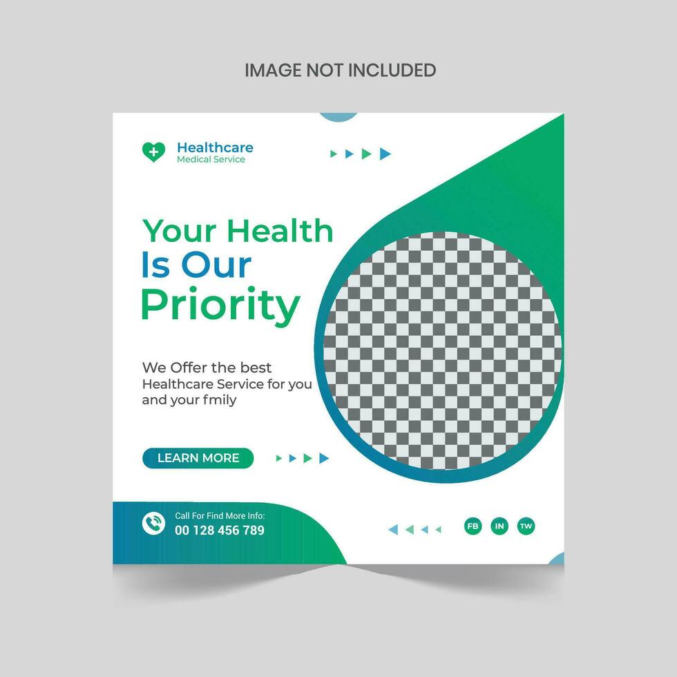 Corporate medical healthcare social media post design template vector