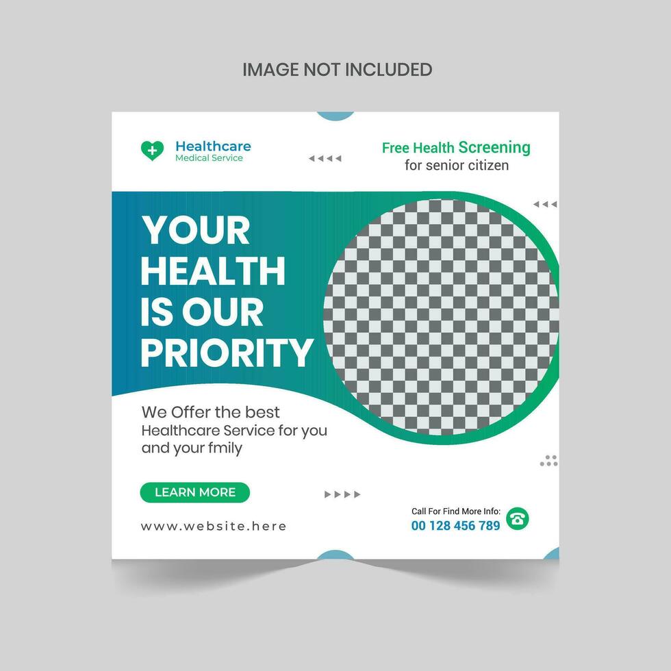 Corporate medical healthcare social media post design template vector