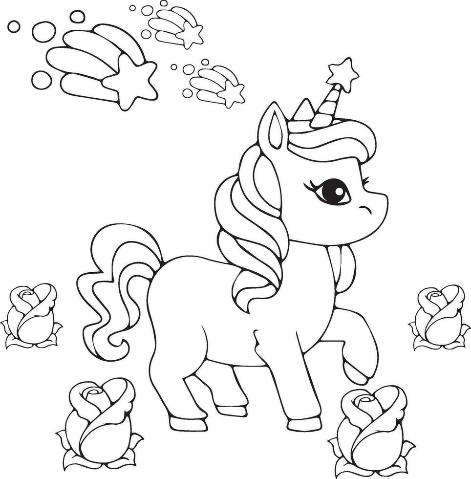 Free vector cute coloring book with unicorn -unicorn love coloring pages