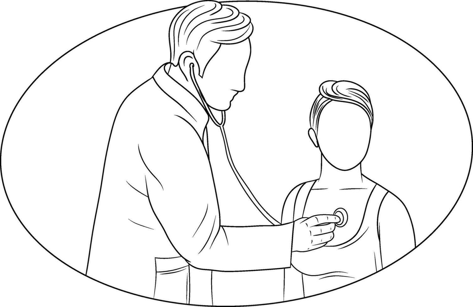 An Illustration Of A Medical Doctor Examining a Patient Using A Stethoscope vector