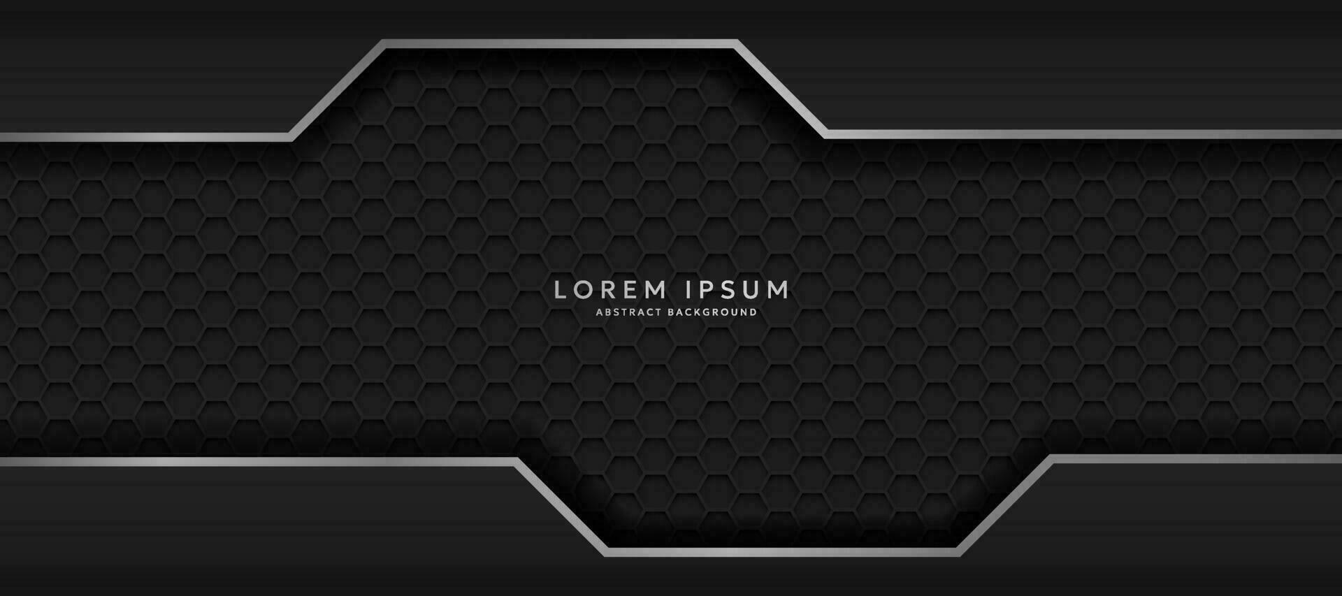 The dark background consists of reflective metallic lines. hexagonal metal texture background vector