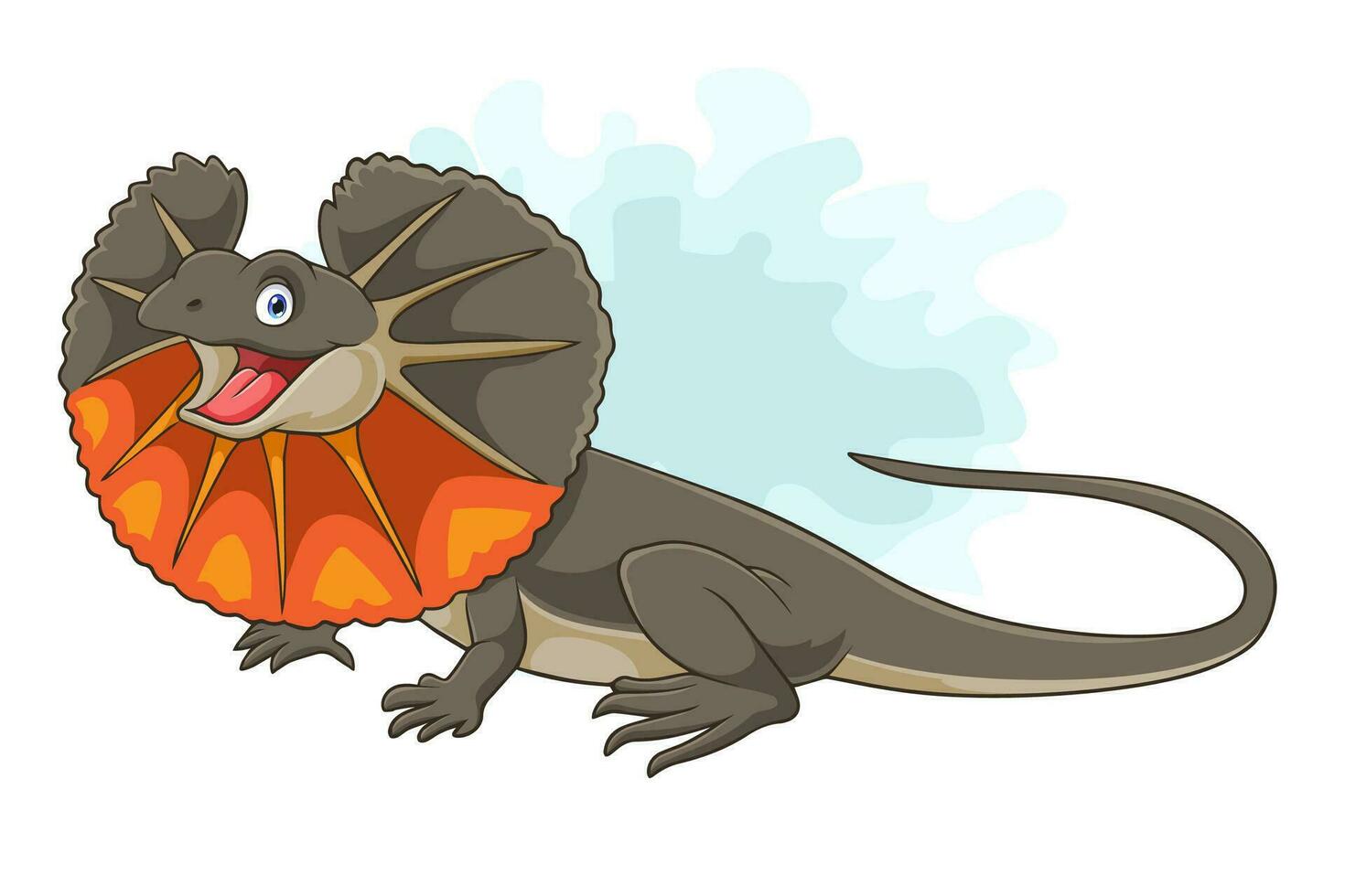 cartoon happy frilled lizard isolated on white background vector