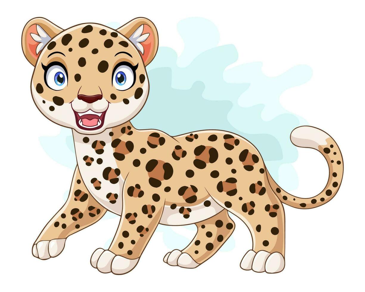 Cute leopard cartoon isolated on white background vector