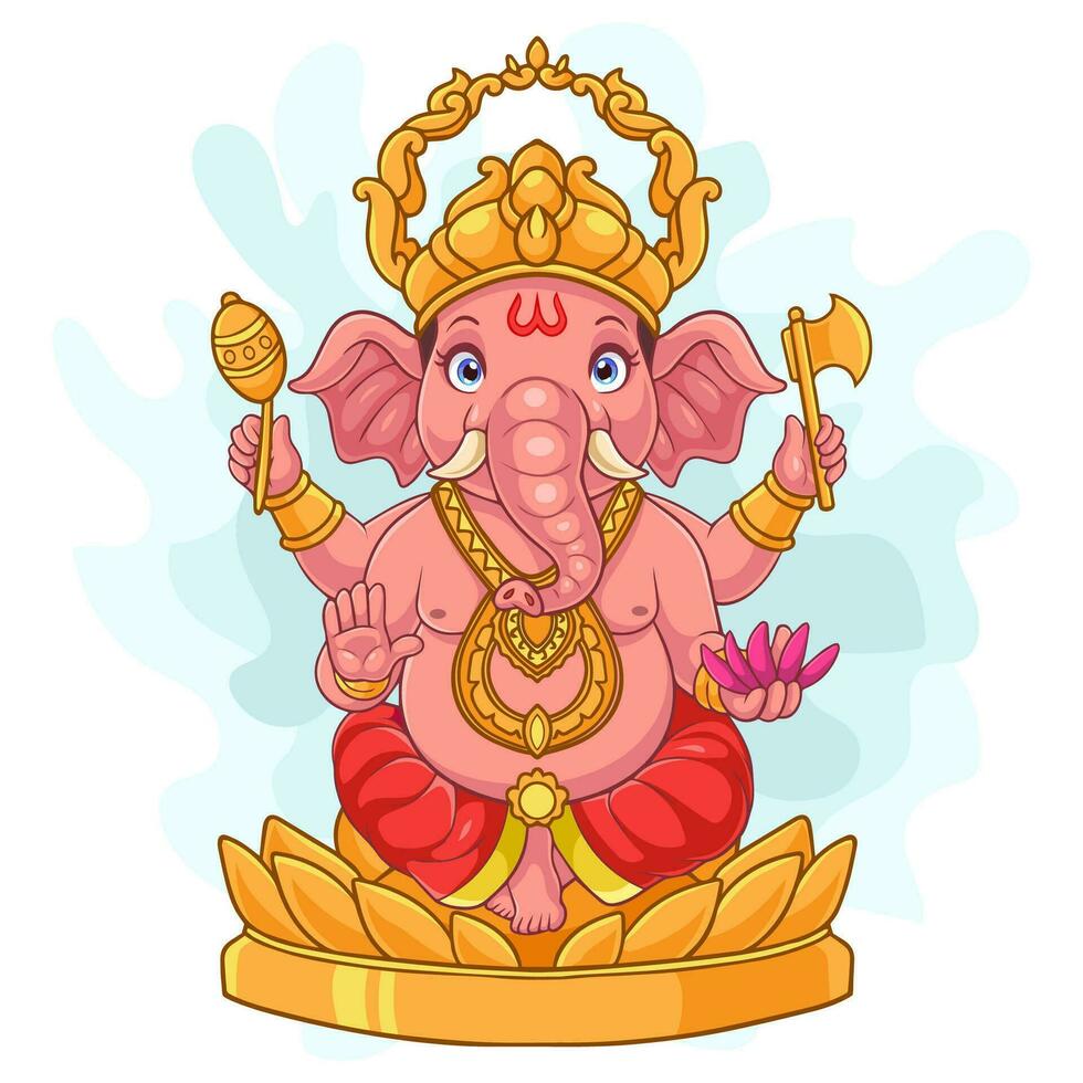 Cartoon Ganesha isolated on white background vector