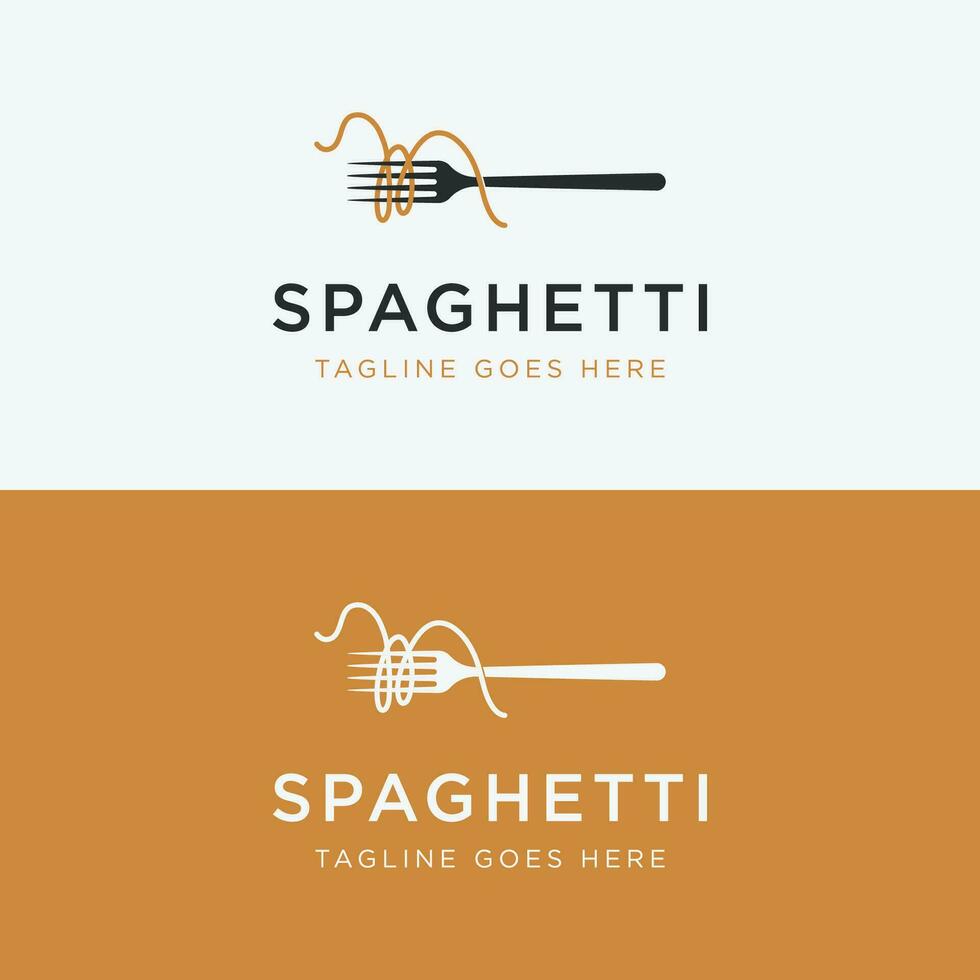 italiano espaguetis logo modelo diseño con tenedor y pasta. logo para restaurante, negocio y culinario. vector