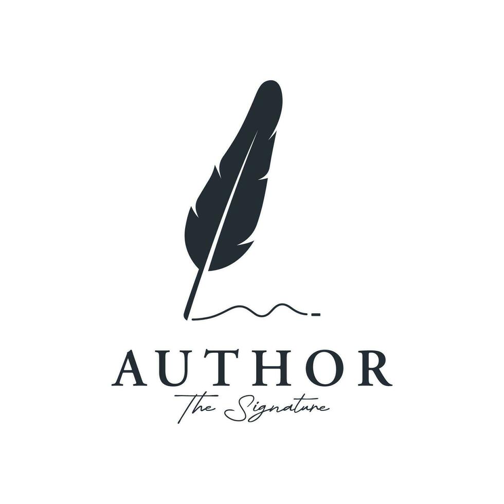 Luxurious author's feather design logo with creative ideas. Inspired by the author, quill feather. vector