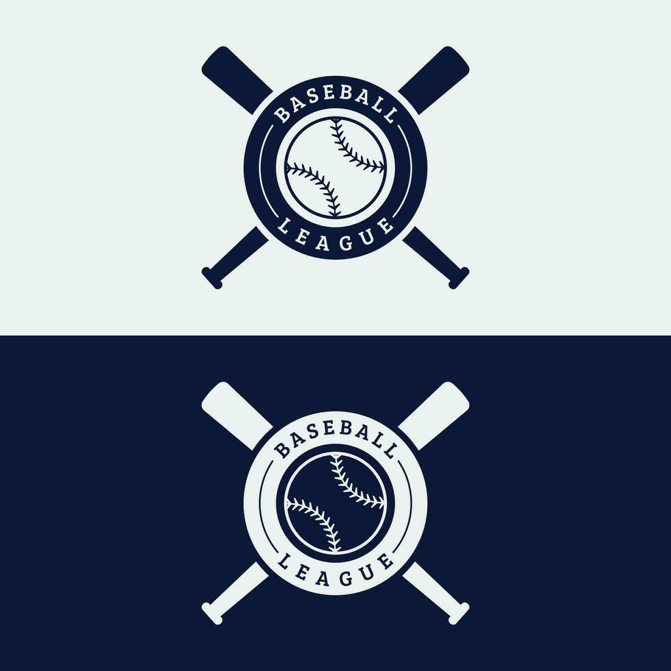 Retro vintage baseball logo design with baseball ball and stick concept. Logo for tournaments, labels, sports, championships. vector