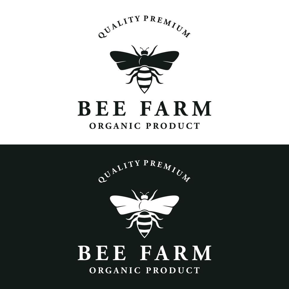 Organic honey bee retro logo design. Logo for honey shop, label, business. vector