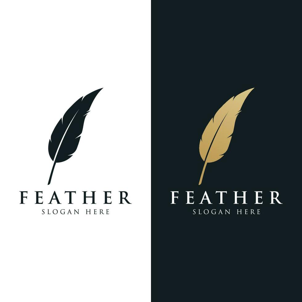 Luxurious author's feather design logo with creative ideas. Inspired by the author, quill feather. vector