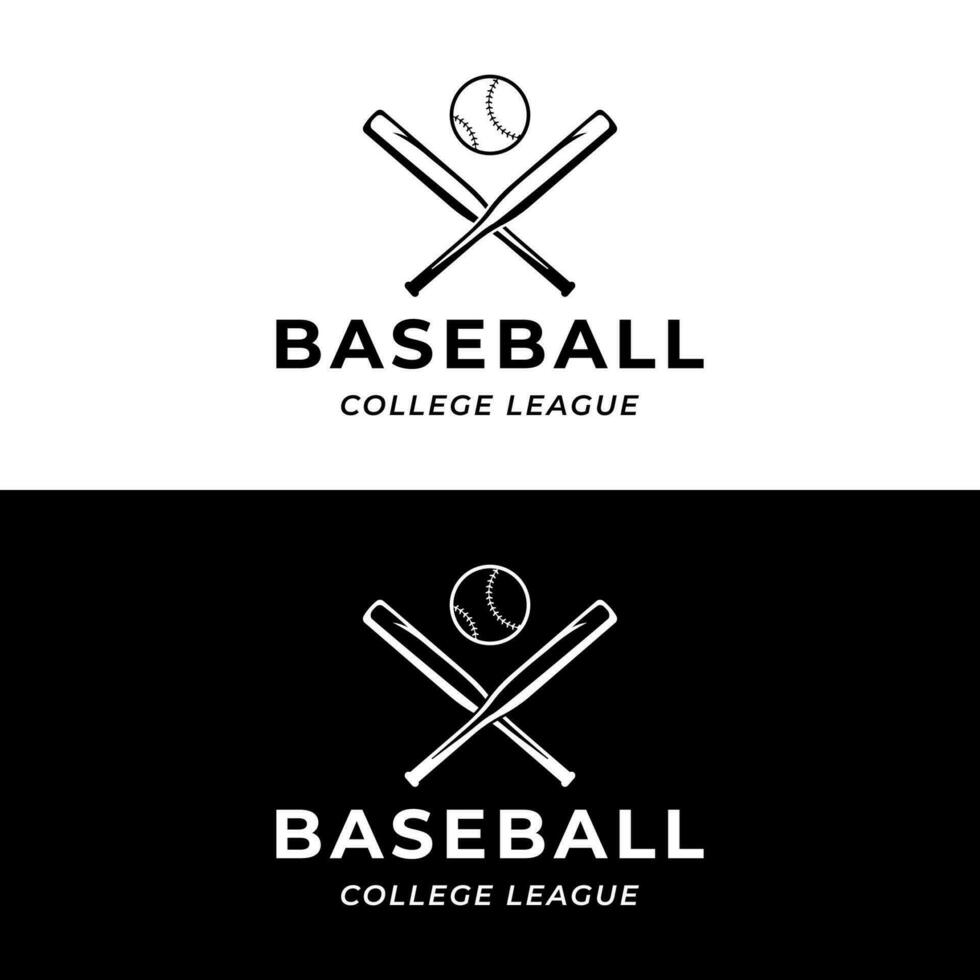 retro Clásico béisbol logo diseño con béisbol pelota y palo concepto. logo para torneos, etiquetas, Deportes, campeonatos vector
