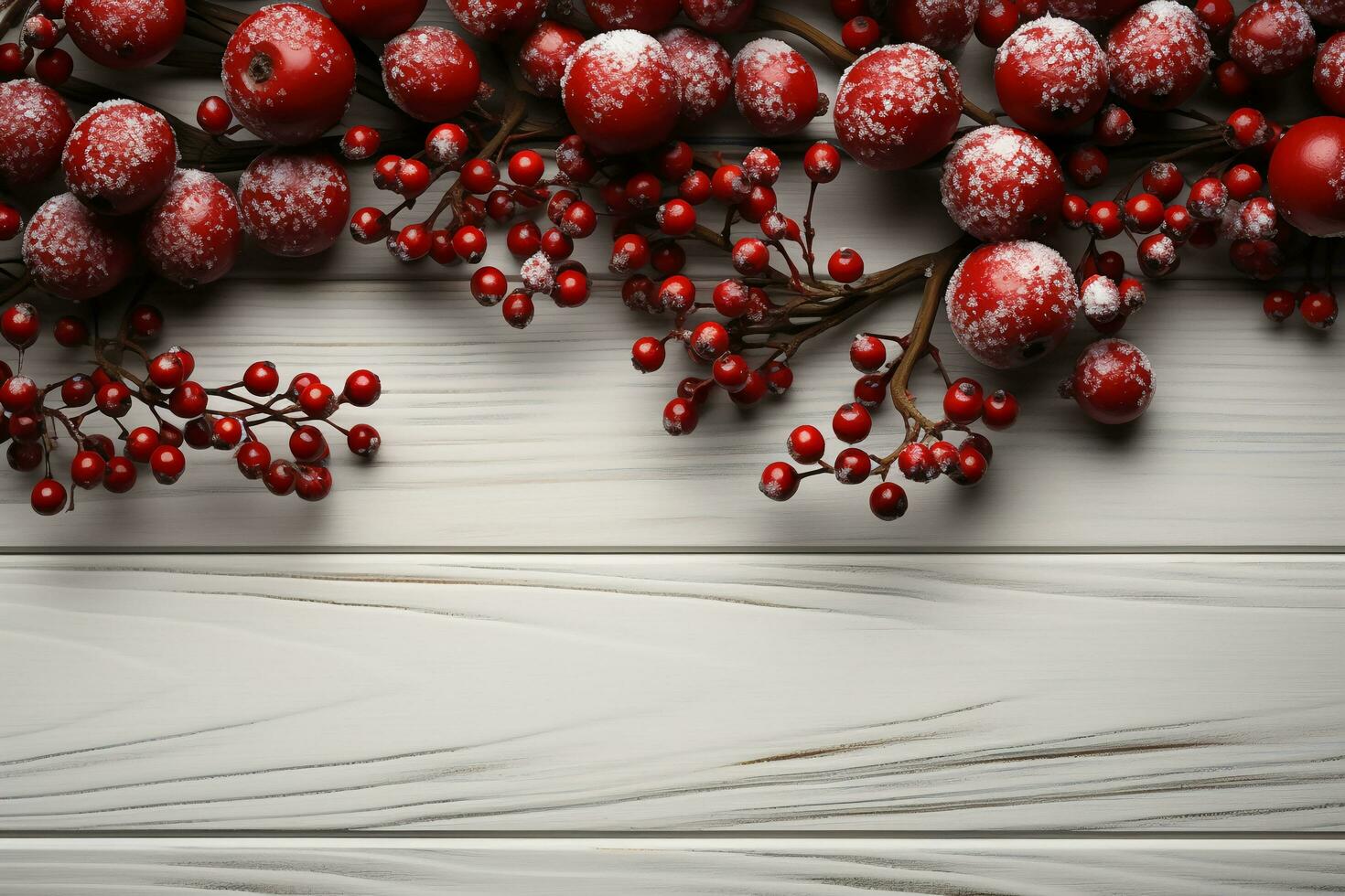 Christmas holidays composition on white wooden background. AI generative photo