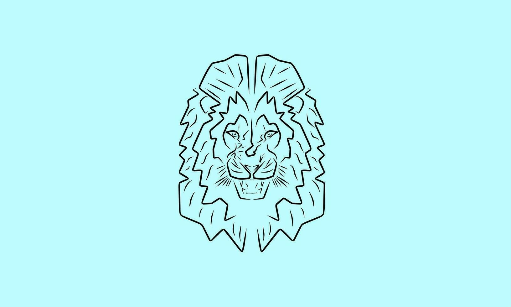 lion vector illustration, unique creative design art, simple with abstract lines, brave and dashing lion face.