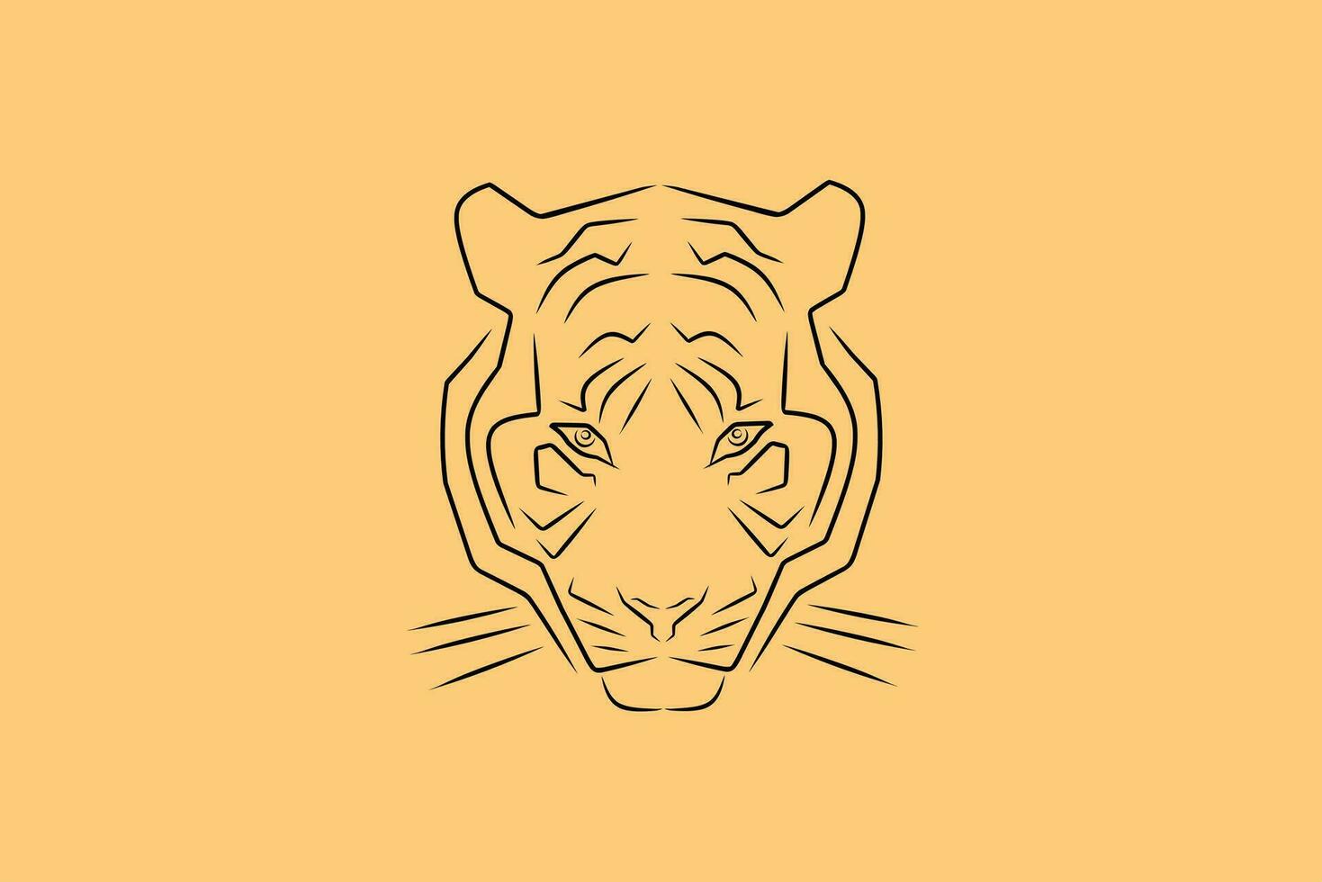 tiger vector illustration, unique creative design art, simple with abstract lines, brave and dashing tiger face.