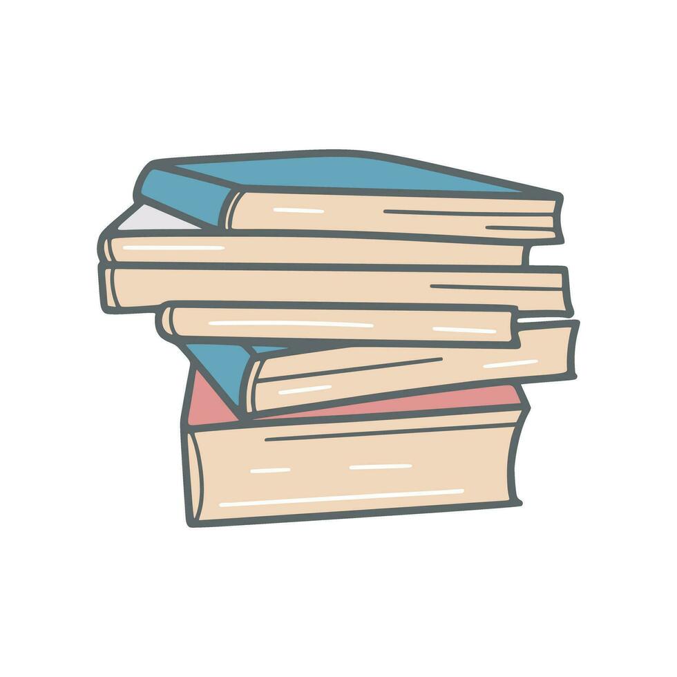 Stack of books doodle sketch style isolated illustration vector