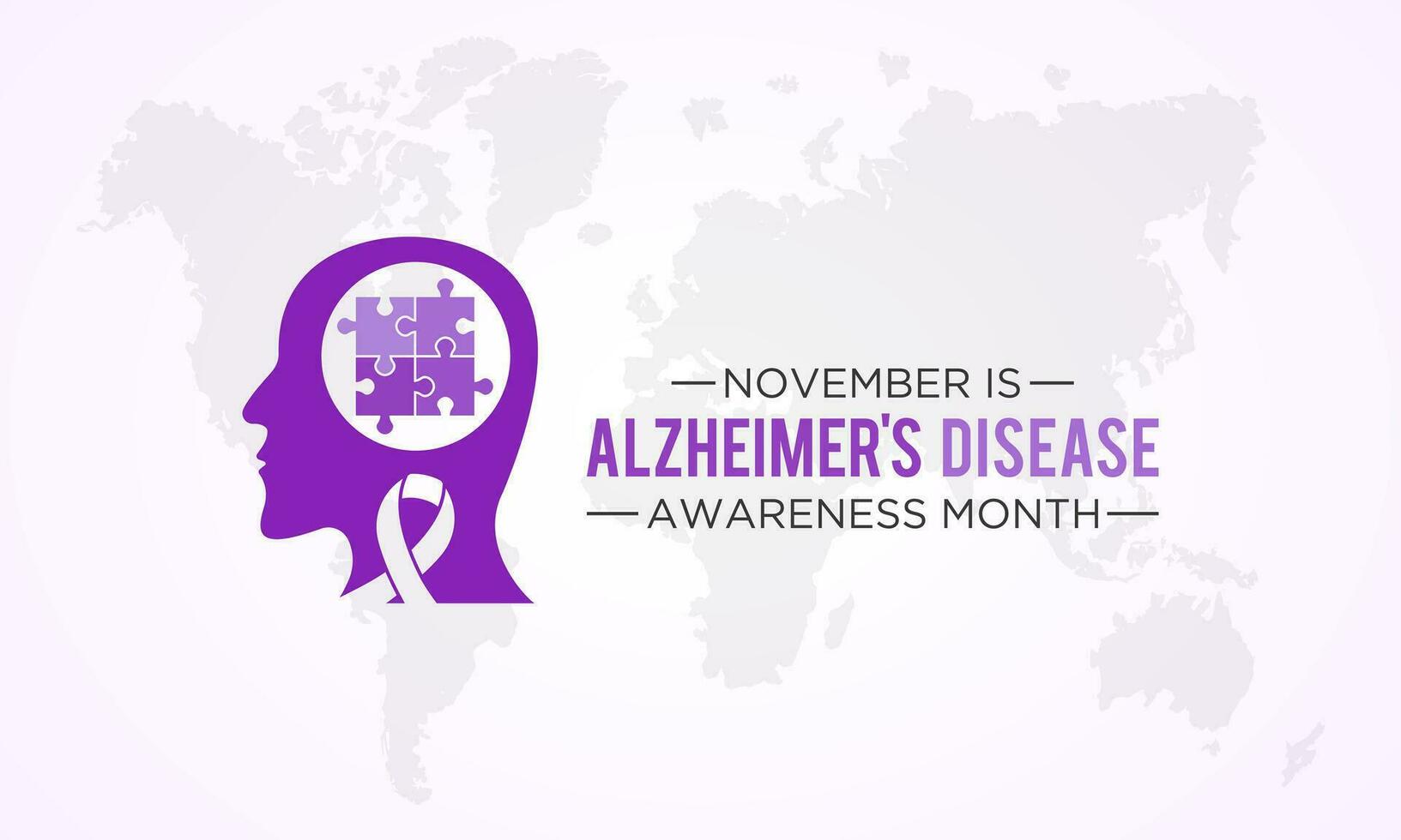 Alzheimer's disease awareness month is observed every year in november. Vector template for banner, greeting card, poster with background. Vector illustration.