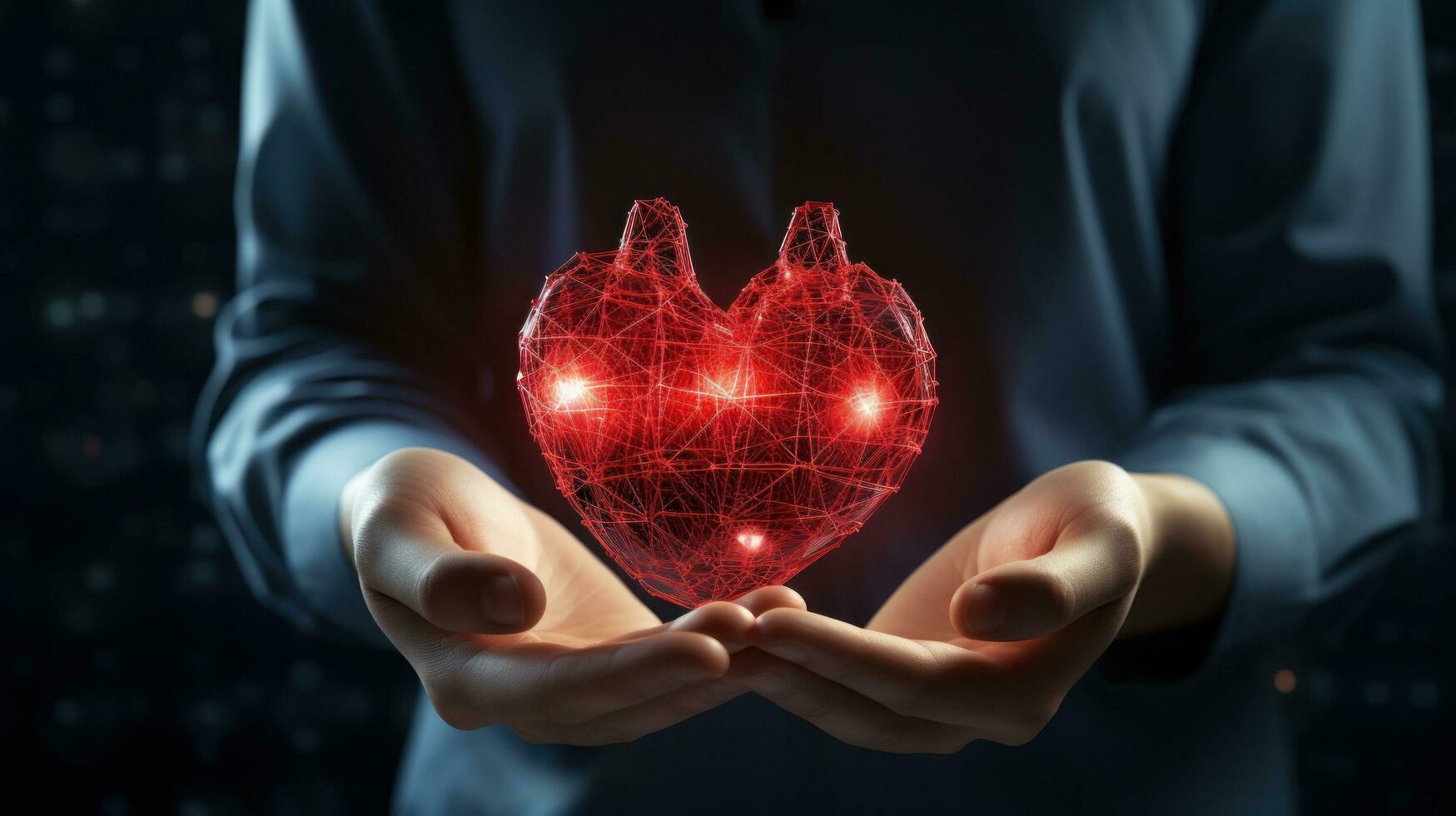 mano participación corazón forma con ekg línea foto