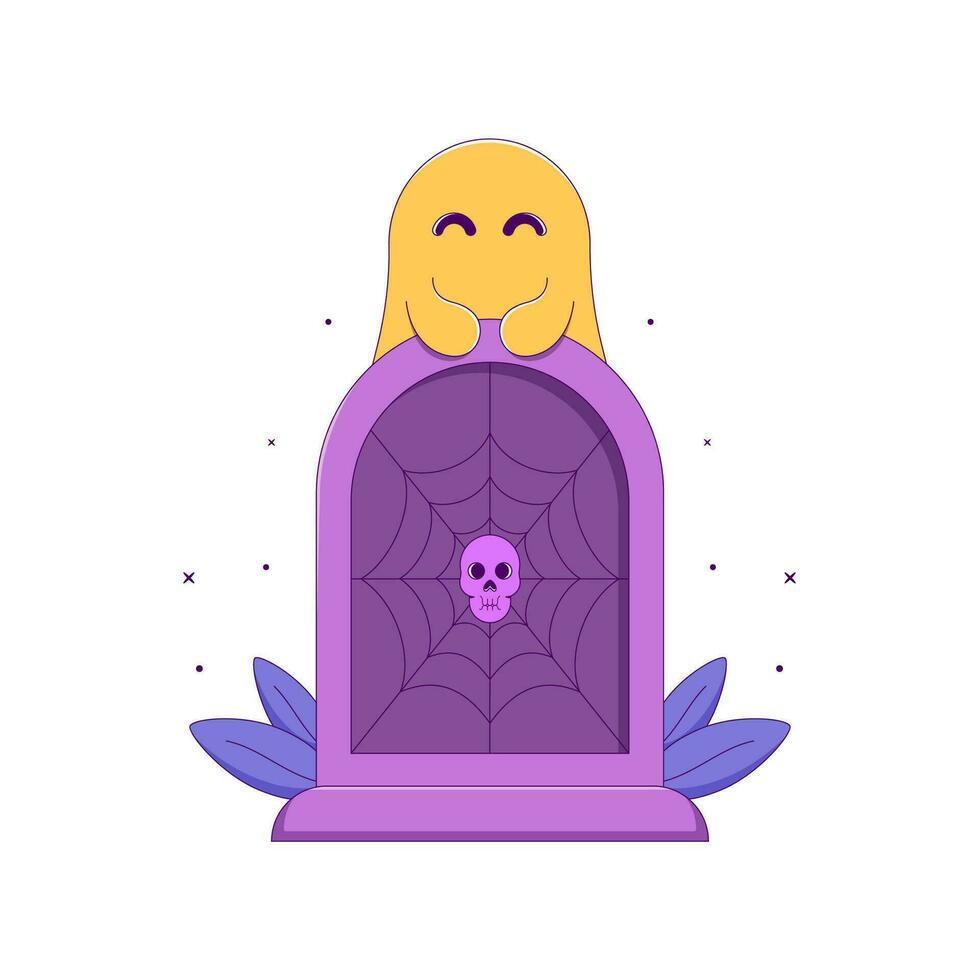 Lined Gravestone with Ghost vector